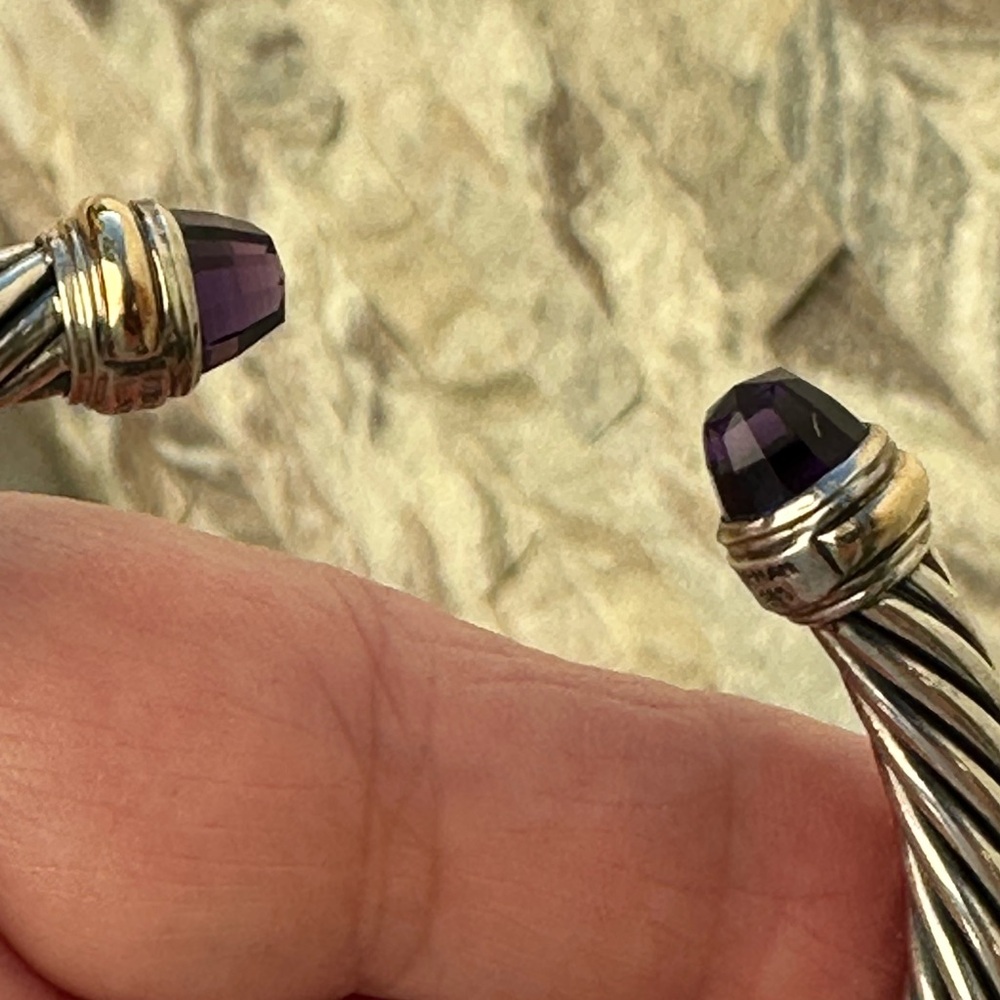 David Yurman cable classic cuff bracelet with Amethyst stones - Picture 15 of 16